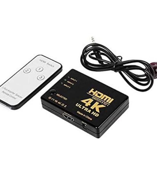 HDMI Switch 4K Ultra HD Switch 3 port Input 1 Output avec télécommande