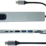 Adaptateur Type USB C, Station d’accueil 8 en 1 avec HDMI, USB 3.0 + 2.0, USB-C 2.0, SD/TF, 4K/30 Hz, PD