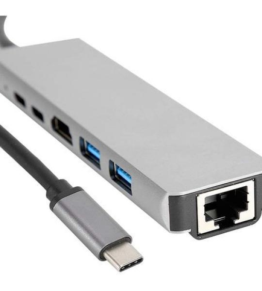 Adaptateur Multiport Type C 6 IN 1-HDMI 4K,Port USB 3.0,SD/TF, PD..Compatible avec MacBook