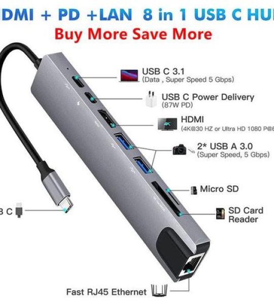 Adaptateur HUB Multiport Type C 8 IN 1