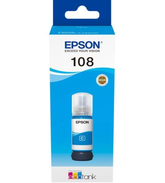 Epson 108 Cyan - Bouteille d'encre Epson EcoTank d'origine